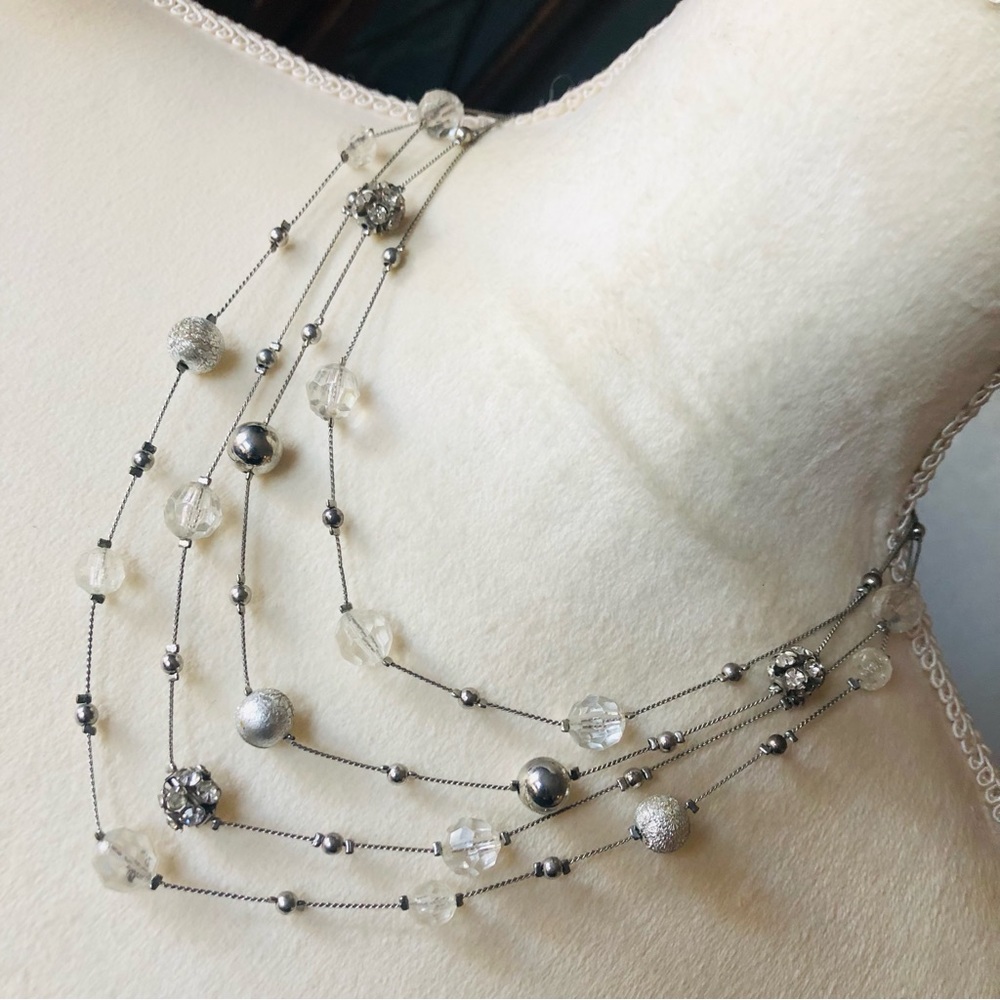 NY&Co quad strand silver beaded chain necklace